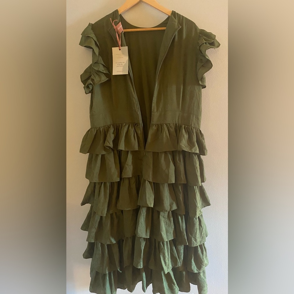JessaKae Olive Green Tiered Ruffle Midi Dress - Picture 6 of 12